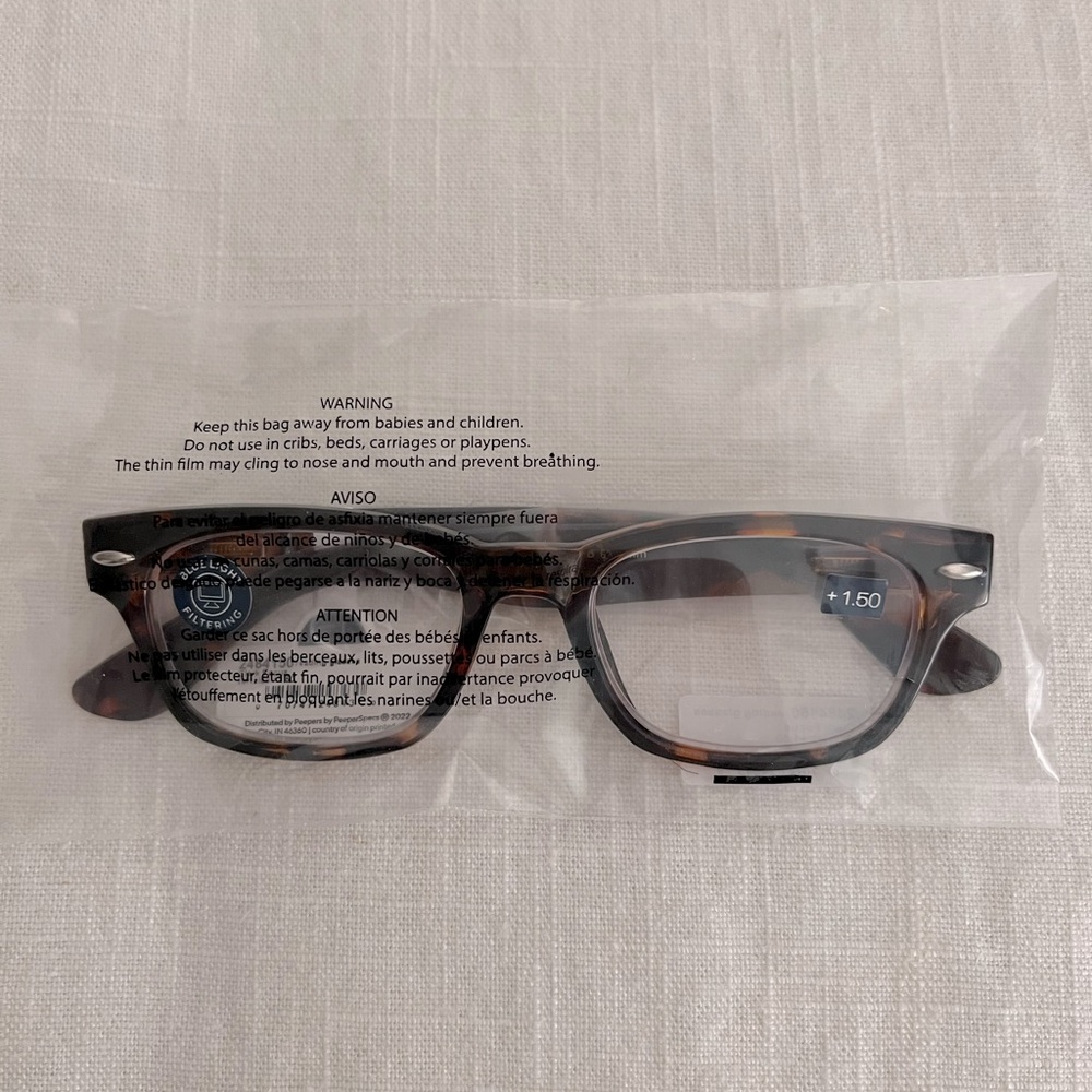 Peepers Clark Readers Tortoise Blue Line +1.50 NWT